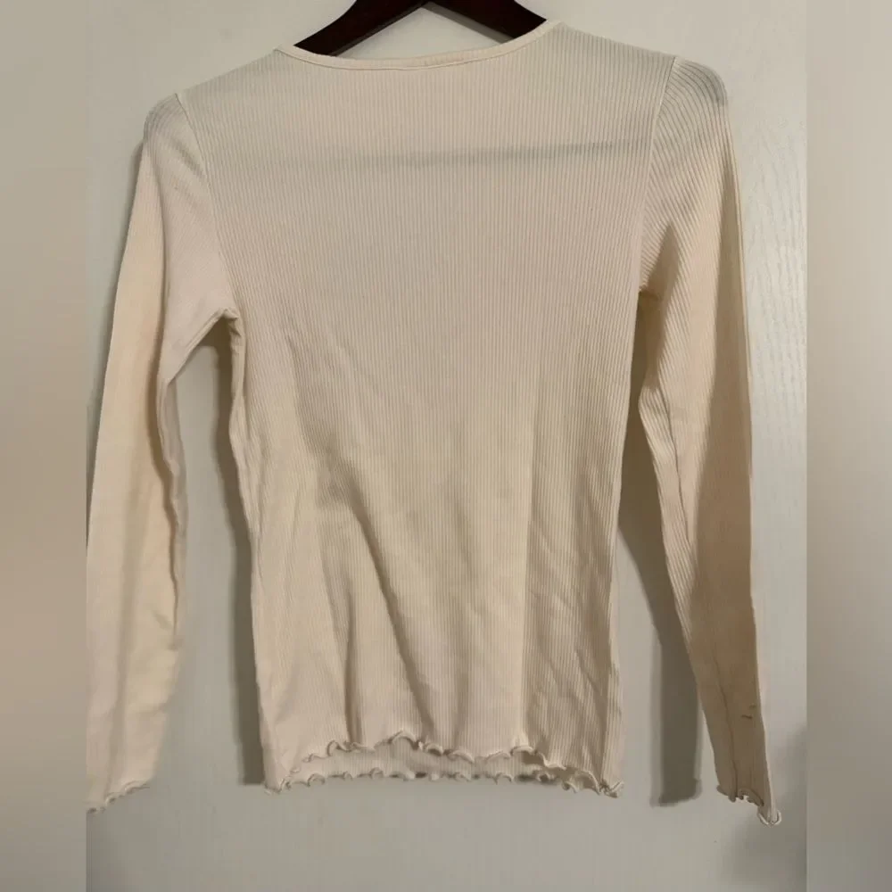 Old Navy Cream Ribbed Top Buffalo check heart Size XL 14-16